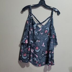 Torrid Floral Black and Pink Women's Top Size 1